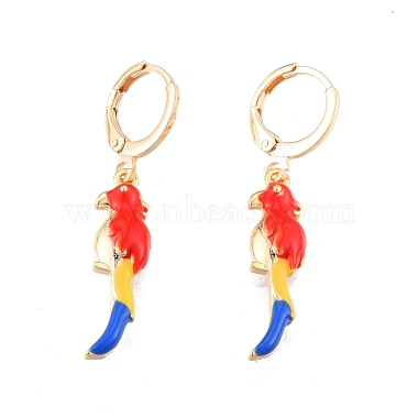 Colorful Enamel Parrot Dangle Leverback Earrings(EJEW-N012-86)-2
