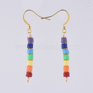 Handmade Polymer Clay Heishi Beads Dangle Earrings(EJEW-JE03566)-2
