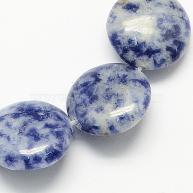16mm RoyalBlue Flat Round Blue Spot Stone Beads