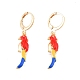 Colorful Enamel Parrot Dangle Leverback Earrings(EJEW-N012-86)-2
