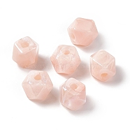 Opaque Acrylic Beads, with Glitter Powder, AB Color, Faceted, Polygon, Light Salmon, 12.7x15.5x15.5mm, Hole: 4mm(OACR-C008-09C)