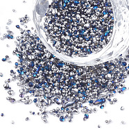 Plated Glass Seed Beads, For Nail Art Decoration Accessories, No Hole/Undrilled, Chip, Dodger Blue, 1.5~5x1.5~2x1.5~2mm, about 450g/bag(SEED-S016-12)