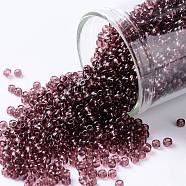 TOHO Round Seed Beads, Japanese Seed Beads, (6B) Transparent Medium Amethyst, 11/0, 2.2mm, Hole: 0.8mm, about 1110pcs/bottle, 10g/bottle(SEED-JPTR11-0006B)