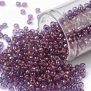TOHO Round Seed Beads, Japanese Seed Beads, (202) Gold Luster Lilac, 8/0, 3mm, Hole: 1mm, about 222pcs/bottle, 10g/bottle(SEED-JPTR08-0202)