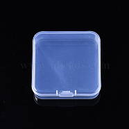 Square Polypropylene(PP) Bead Storage Containers, with Hinged Lid, for Jewelry Small Accessories, Clear, 6.5x6.5x1.9cm, compartment: 62x62mm(X-CON-S043-049)