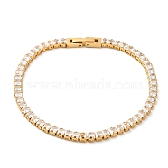 Clear Cubic Zirconia Tennis Bracelet, Vacuum Plating 304 Stainless Steel Square Link Chain Bracelet, Golden, 7-1/2 inch(19~19.2cm)(BJEW-M301-01G)