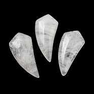 Natural Quartz Crystal Pendants, Rock Crystal Pendants, Horn Charms, 39~40x18~18.5x6.5~8mm, Hole: 1.2mm(G-M417-04F)