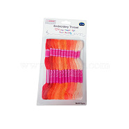 12 Skeins 12 Colors 6-Ply Polyester Embroidery Floss, Cross Stitch Threads, Gradient Color, Orange Red, 0.4mm, about 8.75 Yards(8m)/Skein(PW-WG76902-03)