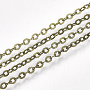 Brass Cable Chains, Soldered, with Spool, Flat Oval, Antique Bronze, 2.5x2x0.3mm, about 49.21 Feet(15m)/roll(CHC-S006-03A)