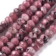 Dyed Natural Malaysia Jade Rondelle Beads Strands, Faceted, Pale Violet Red, 4x2~3mm, Hole: 1mm, about 115pcs/strand, 14 inch(G-E316-2x4mm-38)