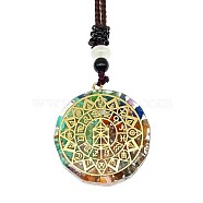 Orgonite Chakra Natural & Synthetic Mixed Stone Pendant Necklaces, Nylon Thread Necklace for Women, Flat Round, Constellation, 25.59 inch(65cm)(PZ4674-23)