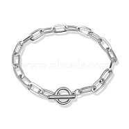 Alloy Paperclip Chain Bracelets, with Toggle Clasps, Cadmium Free & Lead Free, Platinum, 7-1/2 inch(19cm)(PALLOY-TAC0011-83P-RS)