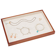 Rectangle Spray Painted Wooden Jewelry Display Trays, with Faux Suede Inside for Earrings, Bracelets, Necklaces, Sunglasses Storage, Old Lace, 35.4x24.4x3cm, Inner Diameter: 33.3x22.3cm(FIND-WH0152-187A)