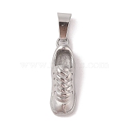 304 Stainless Steel Pendants, Shoes Charm, Stainless Steel Color, 23x7x7.5mm, Hole:  6x3mm(STAS-M068-07P)