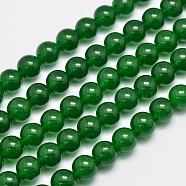 Natural & Dyed Malaysia Jade Bead Strands, Round, Green, 10mm, Hole: 1.0mm, about 38pcs/strand, 15 inch(G-A146-10mm-A06)