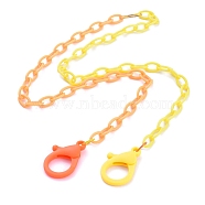 Personalized Two Tone ABS Plastic Cable Chain Necklaces, Eyeglasses Chains, Handbag Chains, with Iron Linking Rings and Plastic Lobster Claw Clasps, Coral & Yellow, 26.77~27.95 inch(68~71cm)(X-NJEW-JN02825-02)