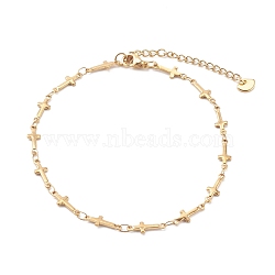 304 Stainless Steel Cross Link Chain Anklets, with Lobster Claw Clasps, Golden, 9-1/4 inch(23.5cm)(AJEW-AN00415)
