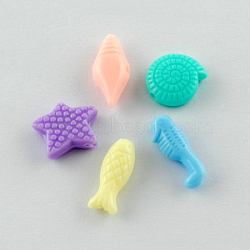 Undersea World Theme Opaque Acrylic Beads, Mixed Shapes, Mixed Color, 10~15x6~12x4~5mm, Hole: 1mm, 2520pcs/1000g(SACR-R746-12)