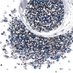 Plated Glass Seed Beads, For Nail Art Decoration Accessories, No Hole/Undrilled, Chip, Dodger Blue, 1.5~5x1.5~2x1.5~2mm, about 450g/bag(SEED-S016-12)