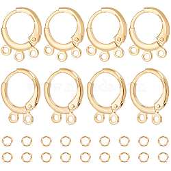 24Pcs 2 Style Brass Huggie Hoop Earring Findings, with Horizontal Loops & 50Pcs 304 Stainless Steel Jump Rings, Nickel Free, Real 18K Gold Plated, 14.5~15x11.5~12x2mm, Hole: 1.5mm, Pin: 0.8mm, 12Pcs/style(FIND-BBC0002-63)