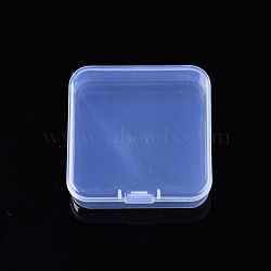 Square Polypropylene(PP) Bead Storage Containers, with Hinged Lid, for Jewelry Small Accessories, Clear, 6.5x6.5x1.9cm, compartment: 62x62mm(X-CON-S043-049)