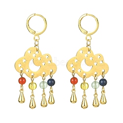 Brass Cloud Chandelier Earrings, Natural Mixed Gemstone Tassel Earrings, Golden, 51.5x24.5mm(EJEW-TA00290)