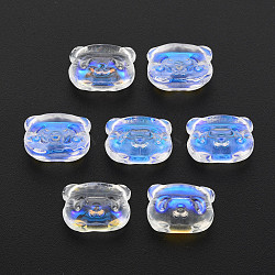 Electroplate Transparent Glass Beads, AB Color Half Plated, Bear, Clear AB, 10x13x8.5mm, Hole: 1mm(GLAA-T022-03-B01)