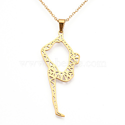 201 Stainless Steel Pendant Necklaces, with Cable Chains and Lobster Claw Clasps, Rhythmic Gymnast, Golden, 17.71 inch(45cm), 1.5mm(NJEW-S105-JN617-45-2)