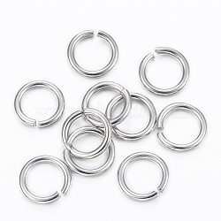 Tarnish Resistant 304 Stainless Steel Open Jump Rings, Stainless Steel Color, 18 Gauge, 8x1mm, Inner Diameter: 6mm(STAS-H555-05P)