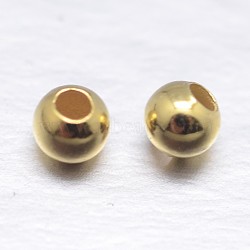Real 18K Gold Plated Round Sterling Silver Spacer Beads, Golden, 2mm, Hole: 0.8mm(X-STER-M103-04-2mm-G)