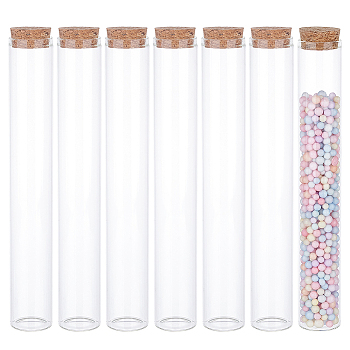 10Pcs Empty Glass Test Tubes, with Cork Stopper, Bead Container, Wishing Bottle, Tube, Clear, 20.8x3cm
