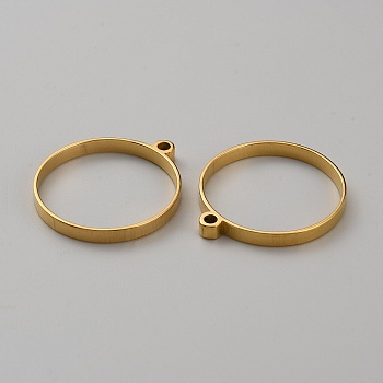 304 Stainless Steel Open Back Bezel Pendants, Ring Charms, for Epoxy Resin Crafts, Golden, 27.5x24.5x3mm, Hole: 1.8mm