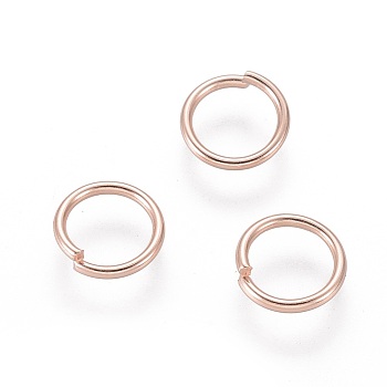 304 Stainless Steel Open Jump Rings, Rose Gold, 18 Gauge, 8x1mm, Inner Diameter: 6mm