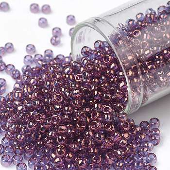 TOHO Round Seed Beads, Japanese Seed Beads, (202) Gold Luster Lilac, 8/0, 3mm, Hole: 1mm, about 222pcs/bottle, 10g/bottle