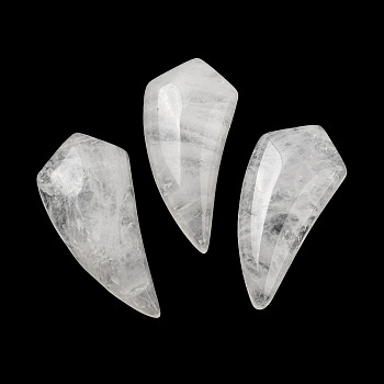 Natural Quartz Crystal Pendants, Rock Crystal Pendants, Horn Charms, 39~40x18~18.5x6.5~8mm, Hole: 1.2mm