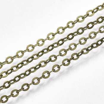 Brass Cable Chains, Soldered, with Spool, Flat Oval, Antique Bronze, 2.5x2x0.3mm, about 49.21 Feet(15m)/roll