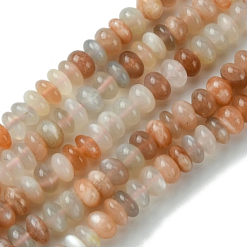 Natural Multi-Moonstone Beads Strands, Rondelle, 6x2.5~4mm, Hole: 0.7mm, about 112pcs/strand, 15.59''(39.6cm)