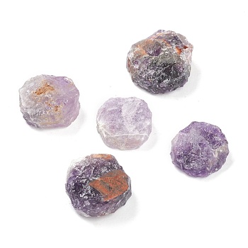 Rough Raw Natural Amethyst Beads, for Tumbling, Decoration, Polishing, Wire Wrapping, Wicca & Reiki Crystal Healing, No Hole/Undrilled, Flat Round, 27~37x7~12mm