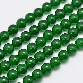 Natural & Dyed Malaysia Jade Bead Strands, Round, Green, 10mm, Hole: 1.0mm, about 38pcs/strand, 15 inch