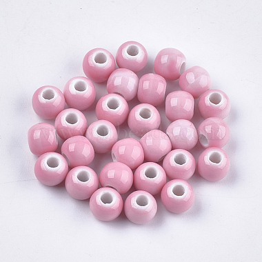 6mm Pink Round Porcelain Beads