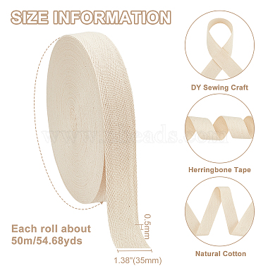 Cotton Cotton Twill Tape Ribbons(OCOR-WH0057-30F-03)-2