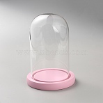 Glass Dome Cover, Decorative Display Case, Cloche Bell Jar Terrarium with Wood Base, for DIY Preserved Flower Gift, Pearl Pink, 113x170mm(DJEW-WH0039-388C)