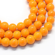 Baking Painted Glass Round Bead Strands, Orange, 8.5~9mm, Hole: 1.5mm, about 100~105pcs/strand, 31.8 inch(DGLA-Q020-8mm-12)