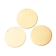 Ion Plating(IP) 201 Stainless Steel Pendants, Flat Round, Golden, 40x40x1mm, Hole: 2.2mm(STAS-A056-10BG)