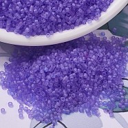MIYUKI Delica Beads, Cylinder, Japanese Seed Beads, 11/0, (DB0783) Dyed Semi-Frosted Transparent Purple, 1.3x1.6mm, Hole: 0.8mm, about 10000pcs/bag, 50g/bag(SEED-X0054-DB0783)