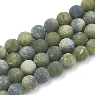 Natural Xinyi Jade/Chinese Southern Jade Beads Strands, Frosted, Round, 10mm, Hole: 1.2mm, about 37~40pcs/strand, 14.9~15.1 inch(38~38.5cm)(G-T106-072)