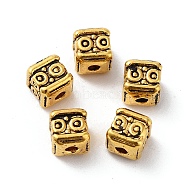 Tibetan Style Alloy Beads, Cadmium Free & Lead Free, Cube, Antique Golden, 4.5x4.5x5mm, Hole: 1.5mm(FIND-Q094-33AG)