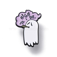 Halloween Ghost Enamel Pin, Electrophoresis Black Alloy Brooch for Backpack Clothes, Purple, 31x20.5x1.6mm(JEWB-Q027-01EB-03)