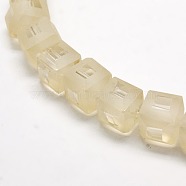 Frosted Crystal Glass Cube Beads, Faceted, Blanched Almond, 11x11x11mm, Hole: 1mm(X-FGLA-F001-A01)