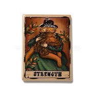 Printed Acrylic Pendants, Rectangle with Tarot Card Theme Pattern Charm, The Strength, Sienna, 37.5x26.5x2mm, Hole: 1.7mm(MACR-O046-01B)